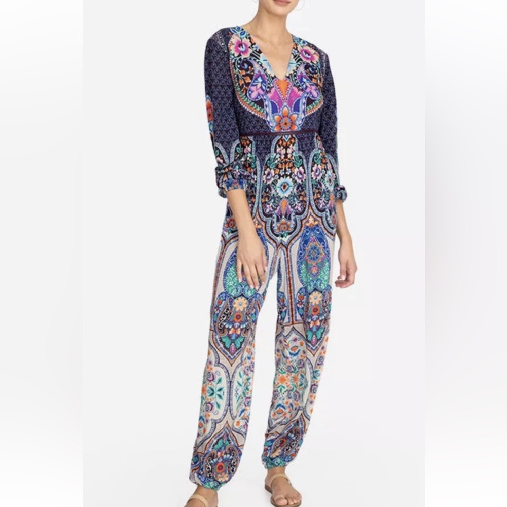 RARE Johnny Was Saba Kaleidoscope Boho Jumpsuit w/ POCKETS